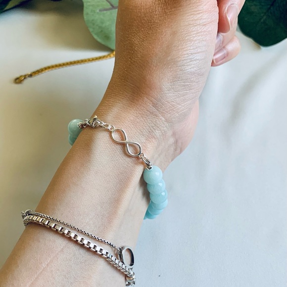 Tiffany Blue, Sky Quartz Sterling Silver Infinity Bracelet - Picture 4 of 5
